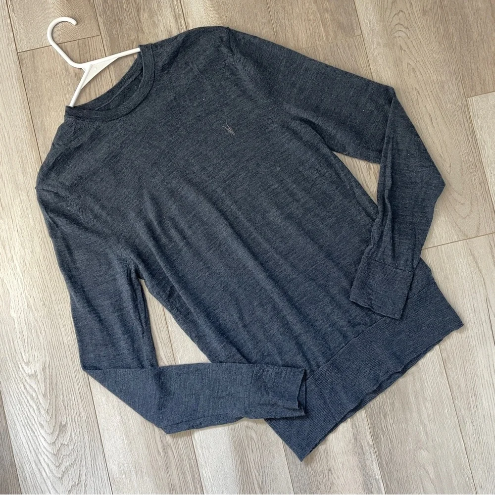 Allsaints Merino Sweater wool mode crewneck mens Blue (small) light minimalist